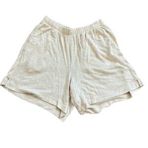 Aerie High Waisted Pajama Boxer Shorts Stretch Oatmeal ribbed